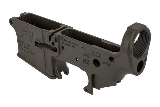 Aero Precision second generation stripped olive drab green lower receiver is compatible with standard MIL-SPEC components